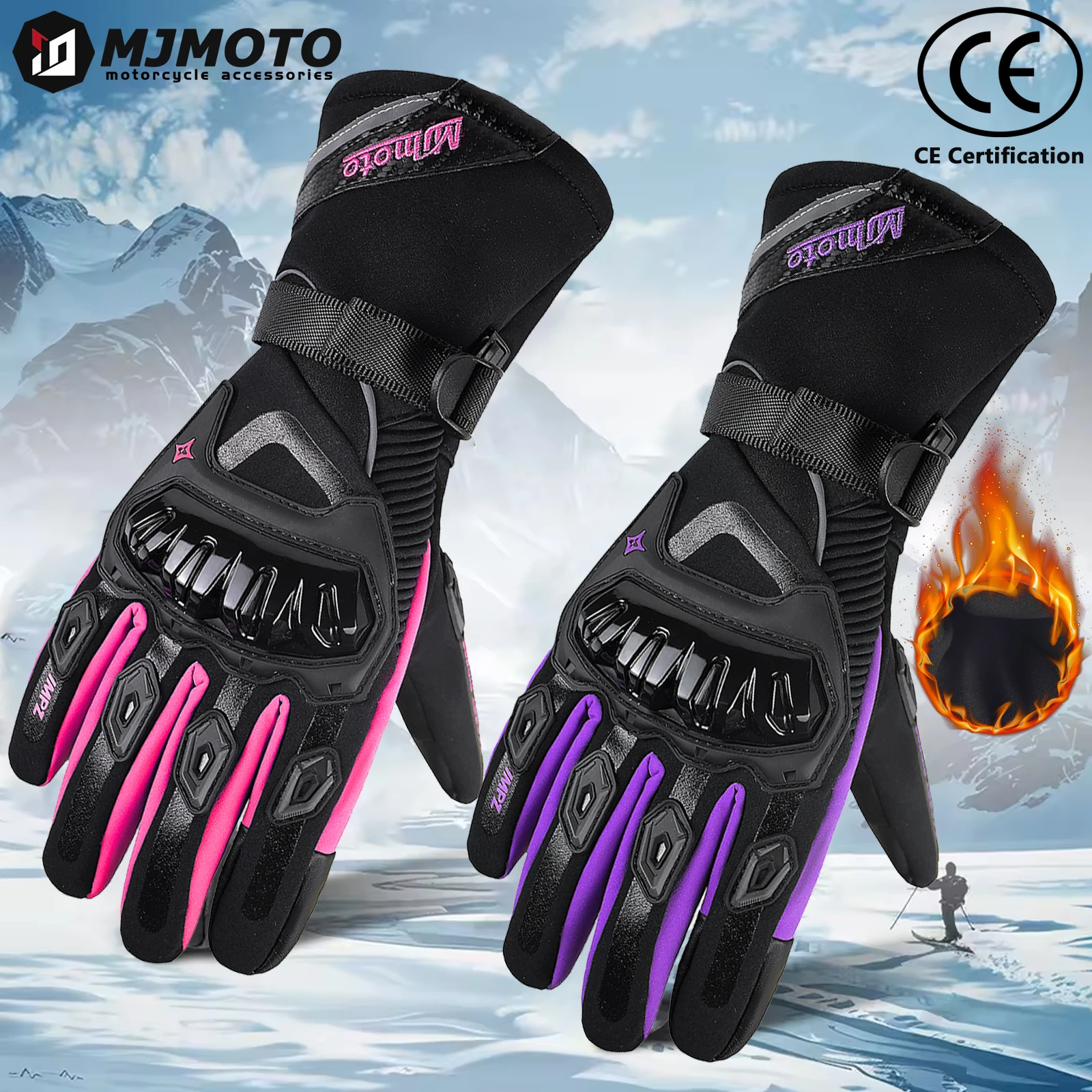 

Сертификация CE, зимние мотоциклетные перчатки, водонепроницаемые теплые мужские мотоперчатки с полным пальцем, сенсорный экран, перчатки для езды на мотоцикле