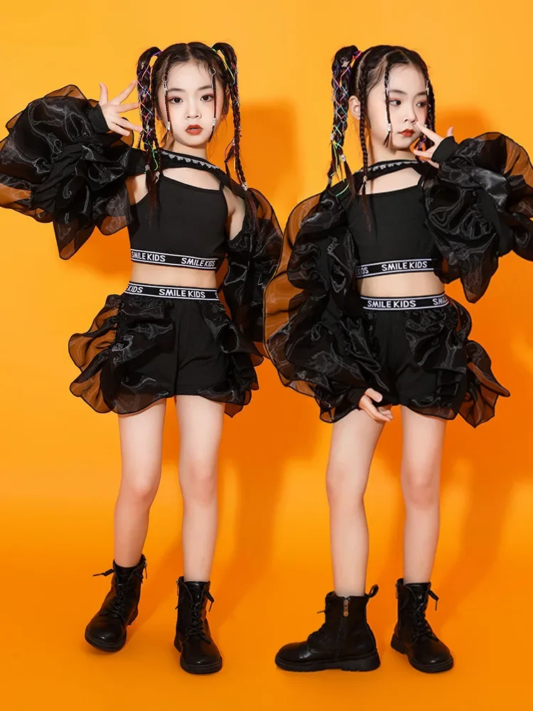 زي رقص الشارع الحديث للأطفال ، زي الجاز ، المنصة ، عرض الهيب هوب ، راقصة الجاز للبنات ، بدلة أداء للأطفال ، أزياء سوداء