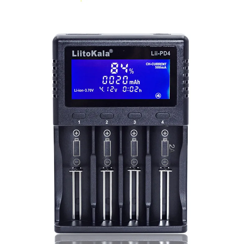 LiitoKala Lii-PD2 LII-PD4 battery Charger for 18650 26650 21700 18350 AA AAA 3.7V/3.2V/1.2V lithium NiMH batteries