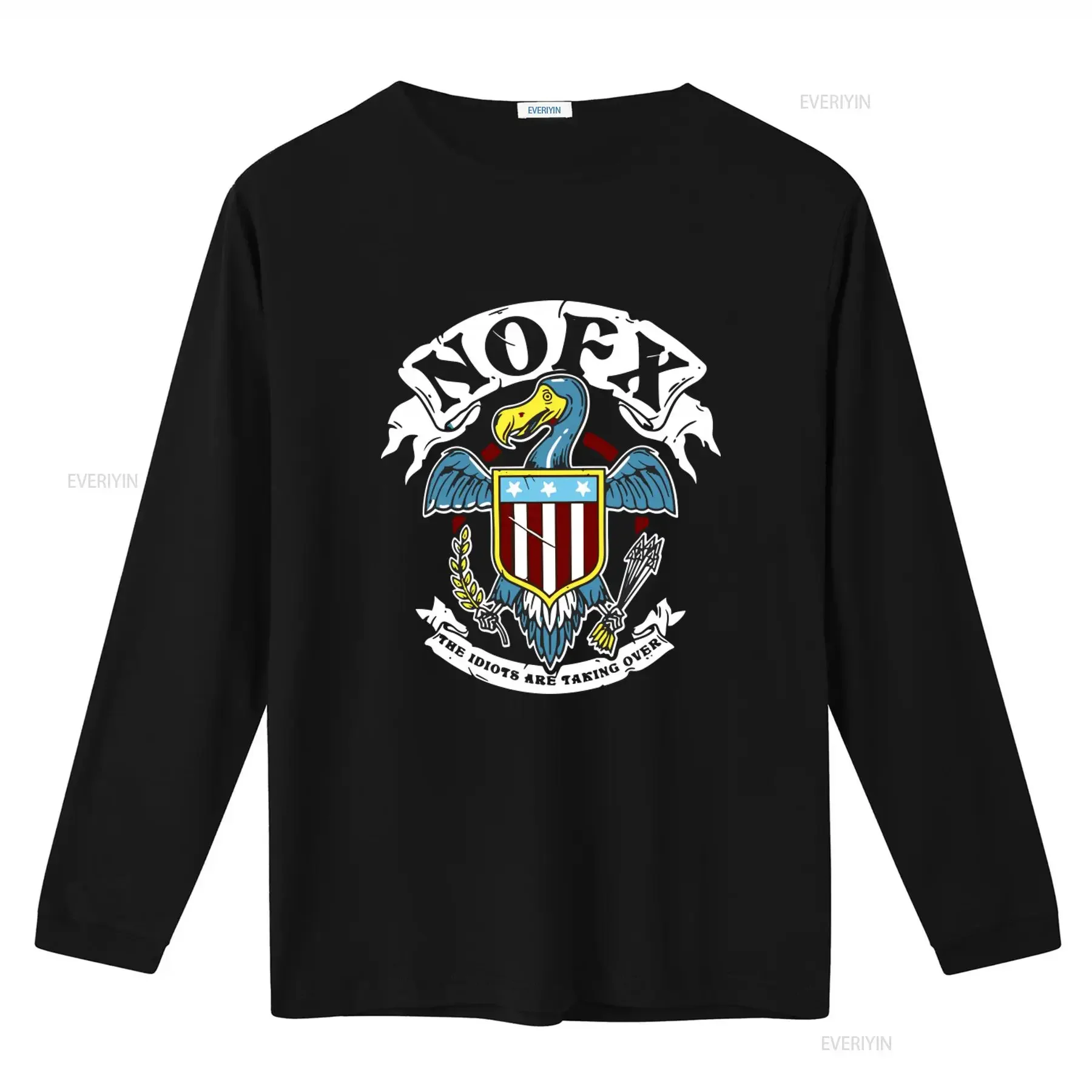 Nofx Punk Rock Skate Core Medium T Shirt with Idiots Taking Over Eagle Shield Print vintage Washed Casual streetwear