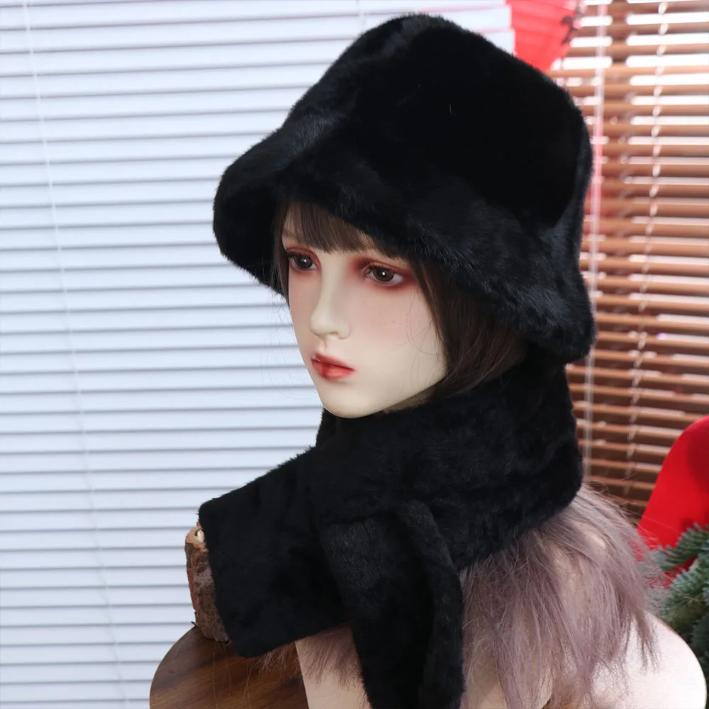 أزياء الشتاء الخريف فو الفراء دلو القبعات يندبروف الفاخرة الرجال قبعة وشاح رقيق رشاقته وشاح دافئ الذكور