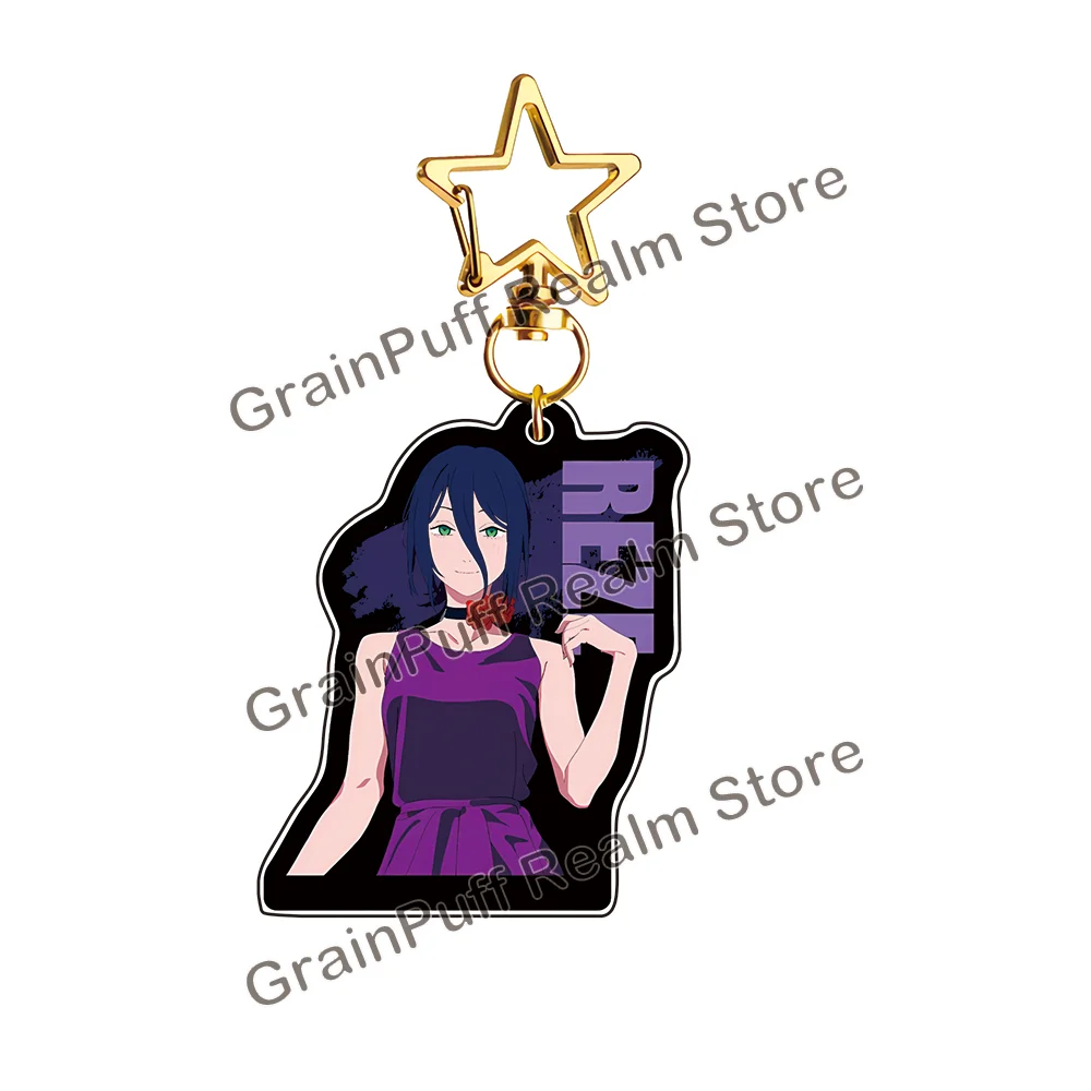 أحدث سلسلة مفاتيح أكريليك من Chainsaw Man Reze Arc - قلادة على شكل نجمة ذهبية، شخصية أنمي للفيلم، ملحق حلقة مفاتيح، هدية قابلة للجمع #4