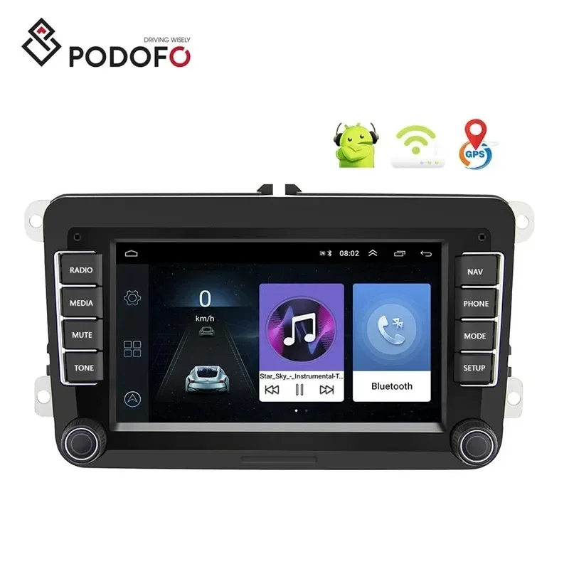 (EU/UK Stock) Podofo 1+32GB 7'' Android Autoradio 2 Din Car Radio GPS WIFI BT FM for Volkswagen/VW/PASSAT/POLO/GOLF 5 6/TOURAN