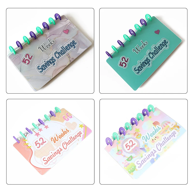 52 Week Savings Challenge Binder Reusable Cash Envelope Storage Box Fund Planning Savings Book Portable Budget Storage Booklet