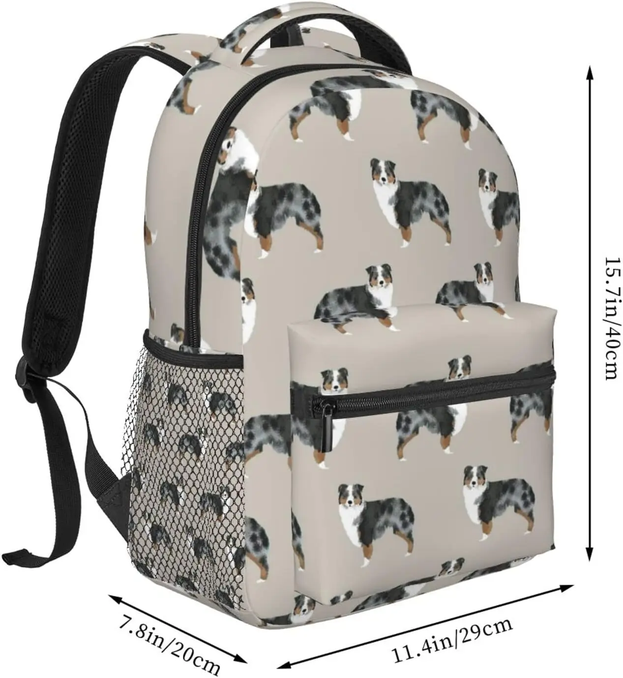 Australian Shepherd Dog Backpack Durable Polyester Anti-Theft Multipurpose Bookbag Large Capacity Laptop Book Bag Rucksack