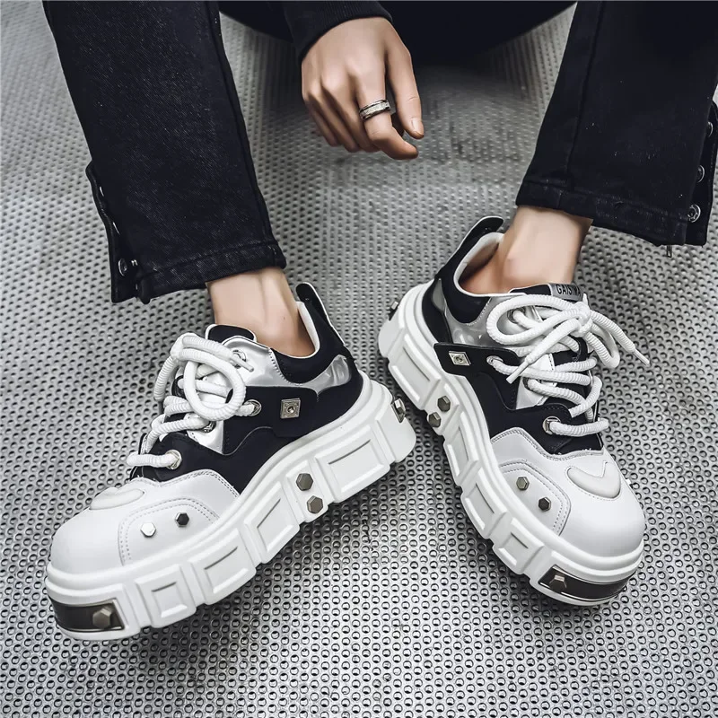 

New Thick Soled Trendy Men's Shoes Men's Casual Sneaker Height Increasing Shoes Fashionable Matching Footwear 39-44