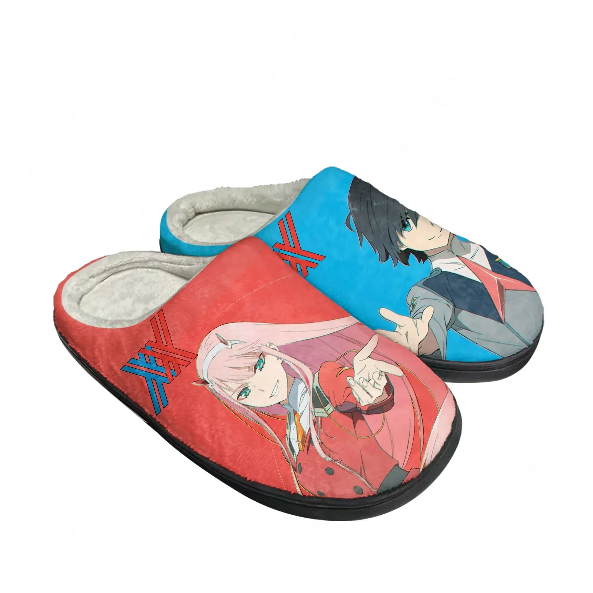 

DARLING in the FRANXX Cotton Slippers Men Women Plush Bedroom Casual Keep Warm Home Bedroom Shoes Thermal Slipper Custom Shoe