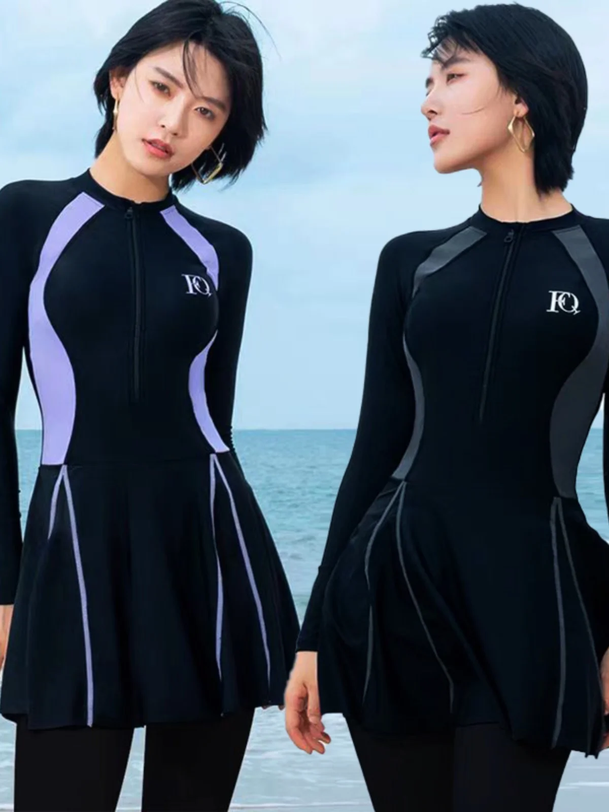 

Женский цельный купальник с длинными рукавами, водонепроницаемый, высокоэластичный, с защитой от солнца, для похудения, для пляжа и водных видов спорта, новая модель 2026 года