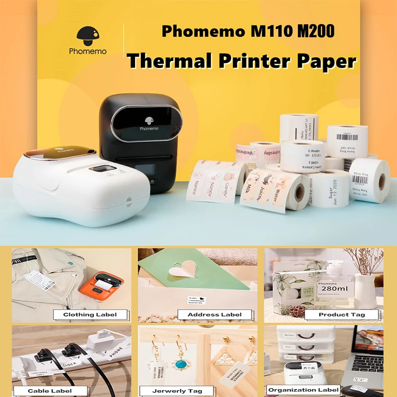 Phomemo M110/M200 Self-adhesive Price Label Printing Paper Jewelry Clothing Tag Sticky Paper Three Anti-thermal Label Paper