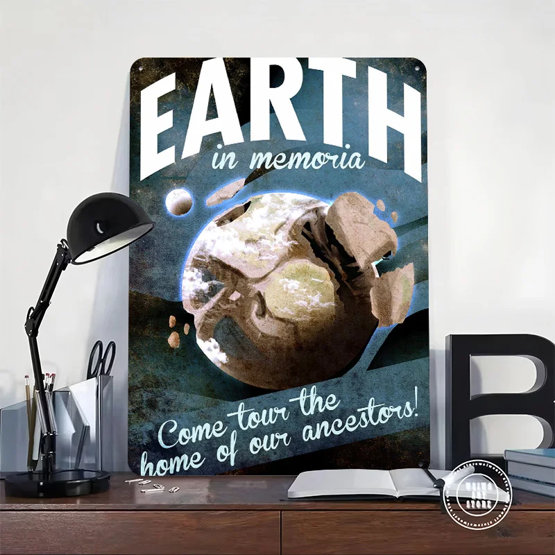 Visit Earth Space Travel Poster Retro 3D Printed Metal Signs Customized Wall Hanging Gift for Luxury Decoration Home Decorations