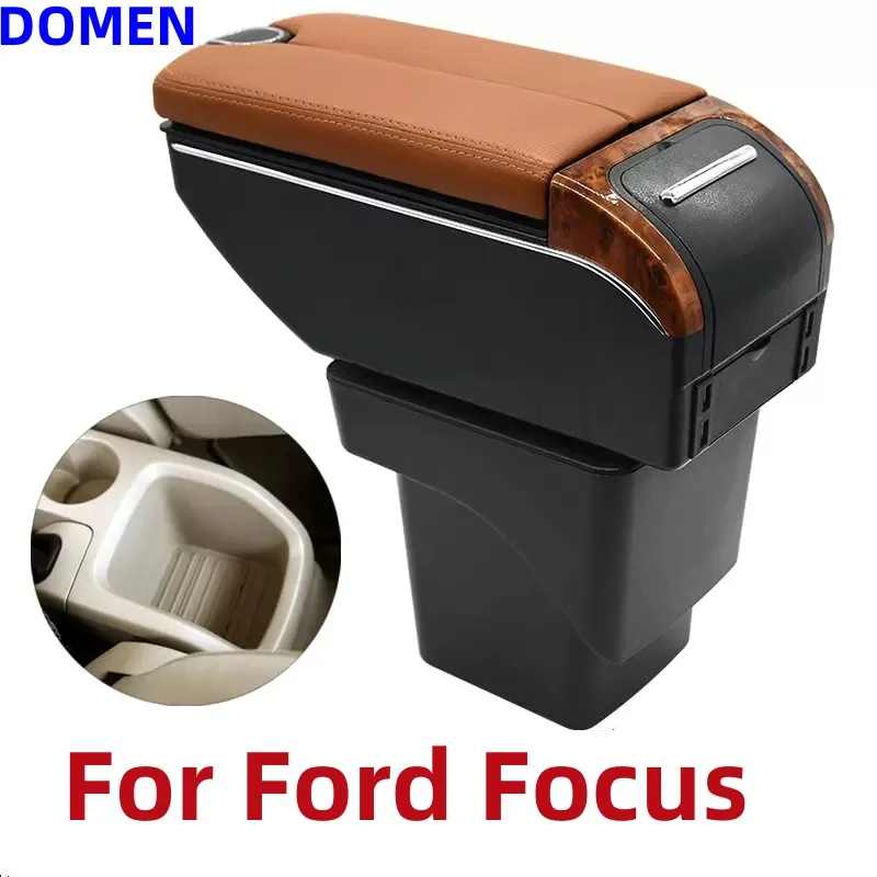 

For Ford Focus armrest box Interior Parts Car Central Content With Retractable Cup Hole Large Space Dual Layer USB