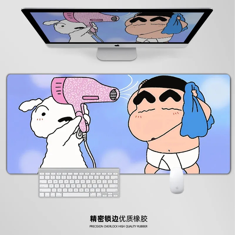 High Definition Crayon Shin-chan Leather Mouse Pad Extra-large Cute Cartoon Girls' Non-slip Desk Pad Dorm Computer Keyboard Pad