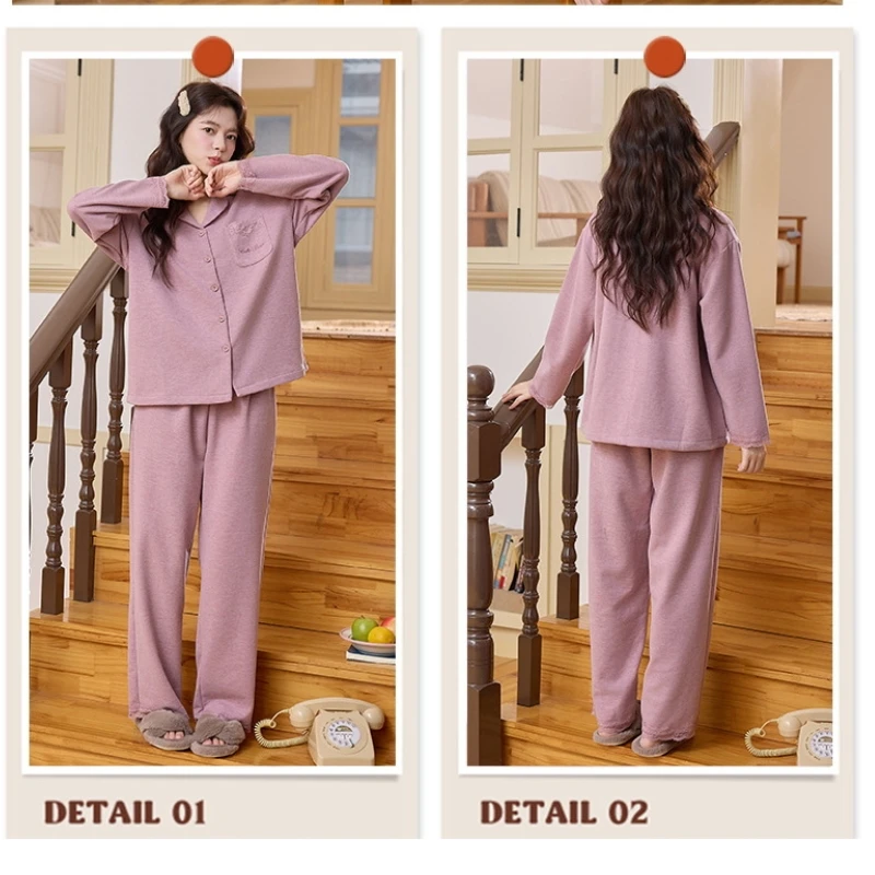 Women's 2026 Autumn and Winter New Double-sided Warm Fleece Cartoon Cashmere Silk Warm Leisure Home Clothing Set