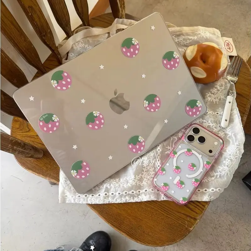 Star Strawberry Laptop Case For Macbook Neo 2026 A3404 Air 13 15 M4 M5 A3449 A3448 Touch Bar ID Pro 14 A3426 16in A3428 Cover