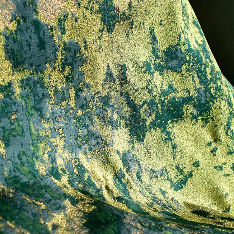 Heavy Upholstery Jacquard Moss Jacket Fabric Art Brocade Sea Green Texture Designer Vintage Fabrics for DIY Sewing Unique Stock