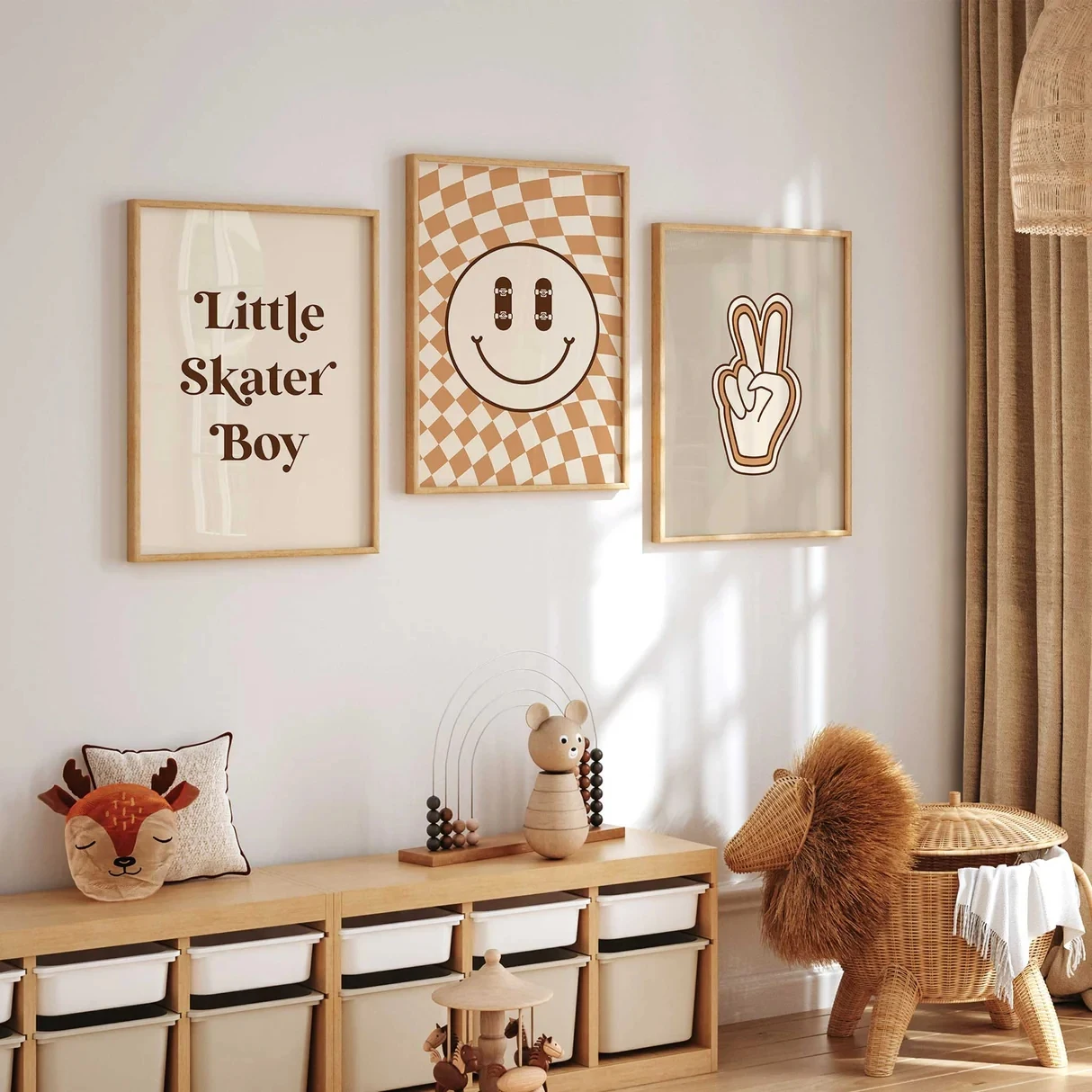3pcs Modern,Cartoon Boys Skater Wall Art Print Canvas Painting Poster Picture For Living Room,Bedroom,Kids Room Home Decor