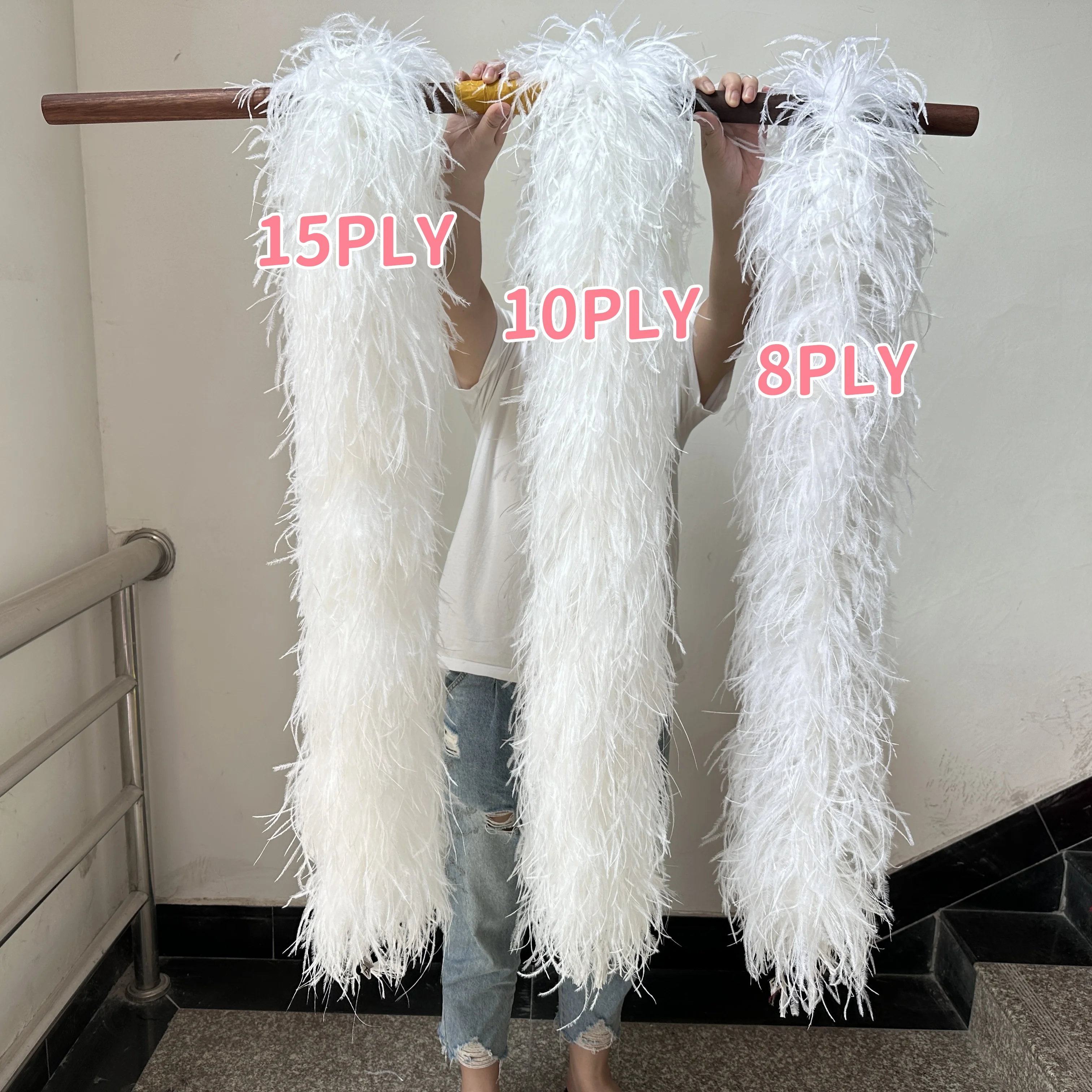 

Wholesale White Ostrich Feathers Boa on Tape Fringe for Clothes Wedding Supplies Sewing Trimmings All thicknesses Plumas Boas