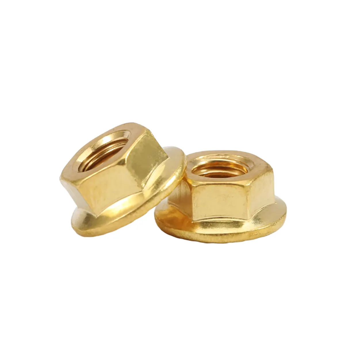 Brass Serrated Flange Nuts with Integrated Washers - Anti-Slip & Anti-Loosening Hex Nuts M3-M5