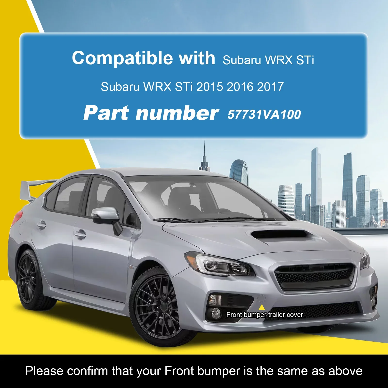 For Subaru WRX STi 2015 - 2017 Right Front Bumper Tow Hook Towing Eye Cover Replacement Genuine Part 57731VA100