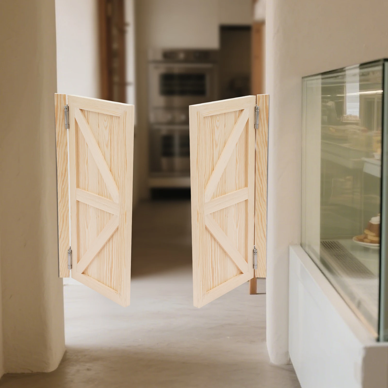 

Log Color Double-Door Leaf Wood Partition Doors for Entrance Partition Door-mounted