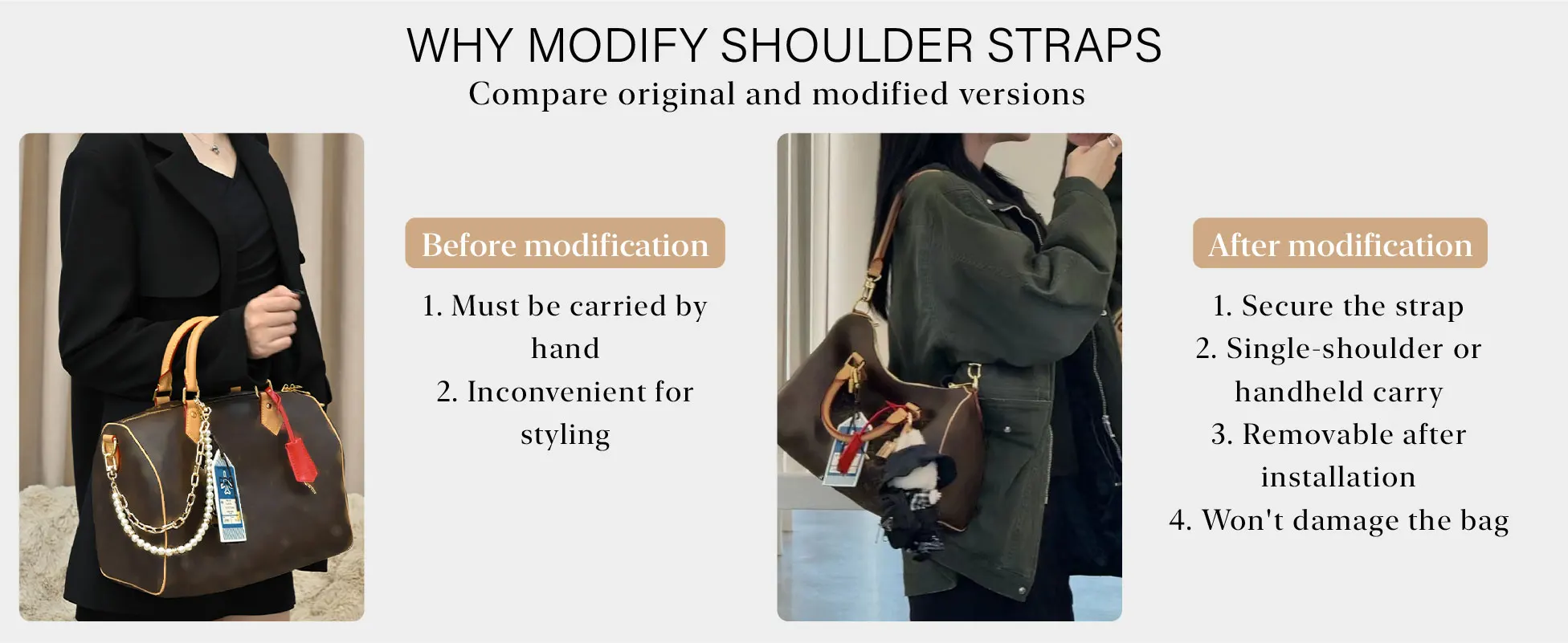 Cowhide Leather Bag Strap For Speedy Handbag Wide Match Precision Stitching Shoulder Strap Modification Bag Accessories
