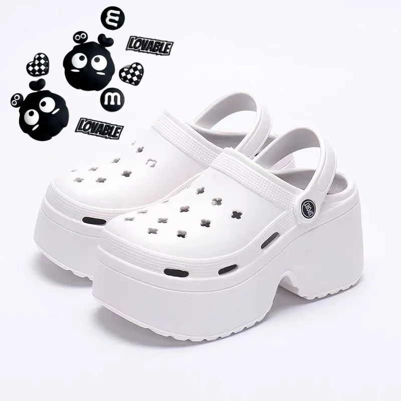 9CM Summer Clogs Outdoor Waterproof Platform Women Slippers Beach Slides Massage Beard Black Designer Sandals