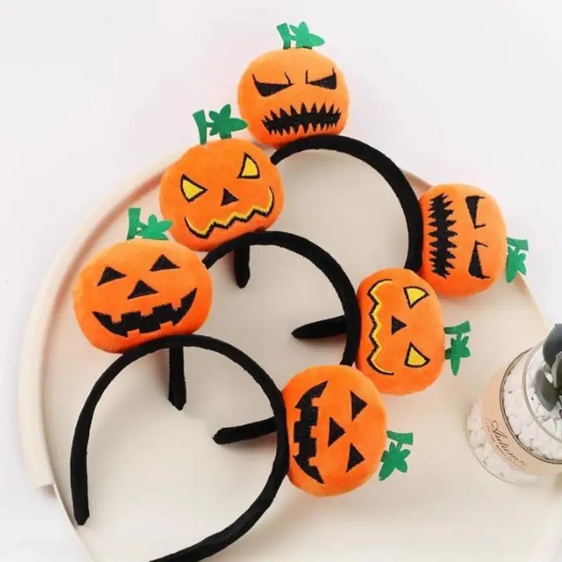 Halloween-Kürbis-Stirnband Festliches Kostüm-Accessoire Niedliches Cartoon-Puppen-Haarband Dunkler Stil Persönlichkeits-Trend Unisex-Kopfbedeckung – Detail 5
