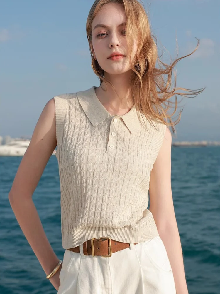 

f Button Knitted Ice Silk Top Women's Simple Summer ort oulder Bared Twist Flower Design Korean Sle Straig...