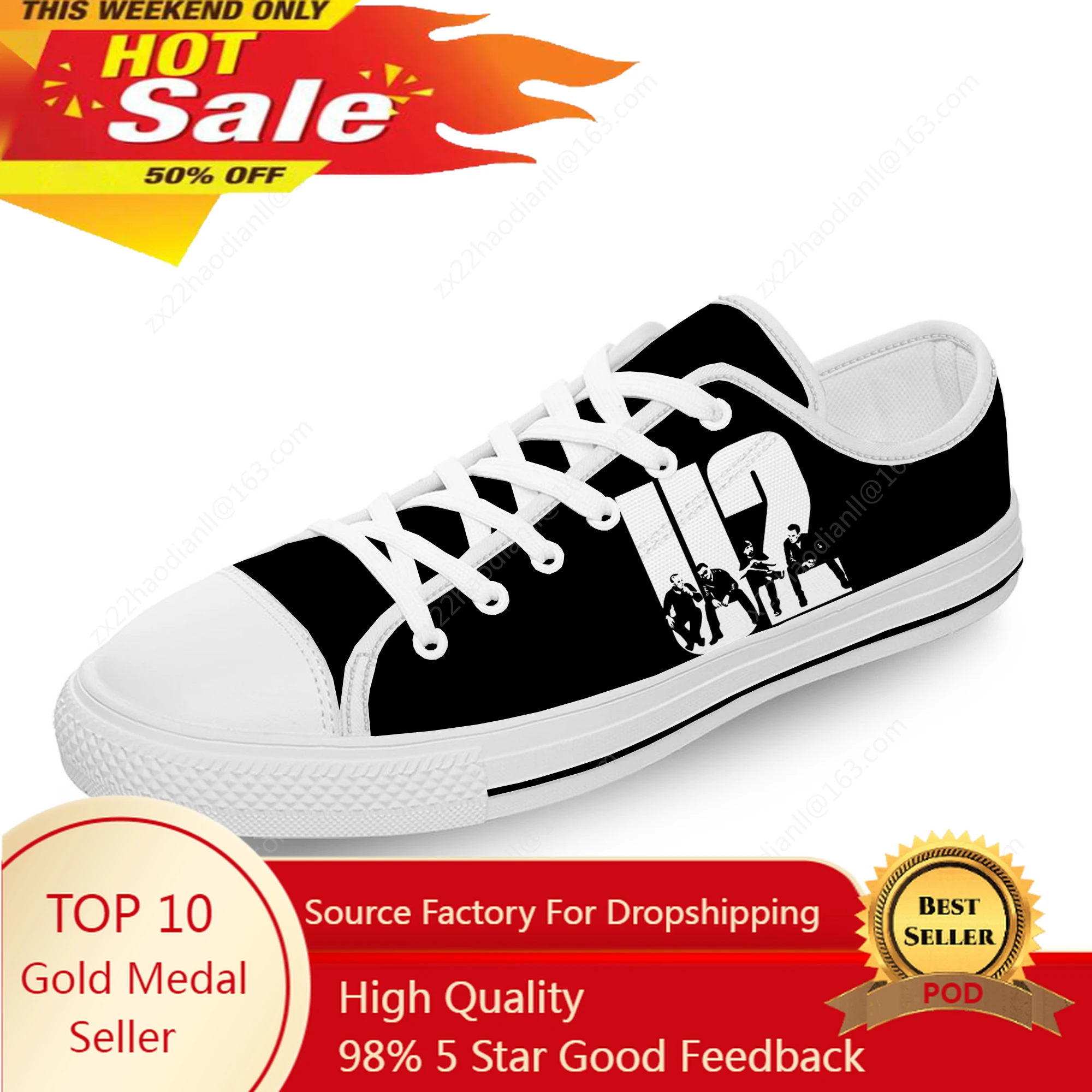 

U2 Low Top Sneakers music Rock band Mens Womens Teenager Casual Shoes Canvas Running Shoes 3D Print Breathable Lightweight shoe