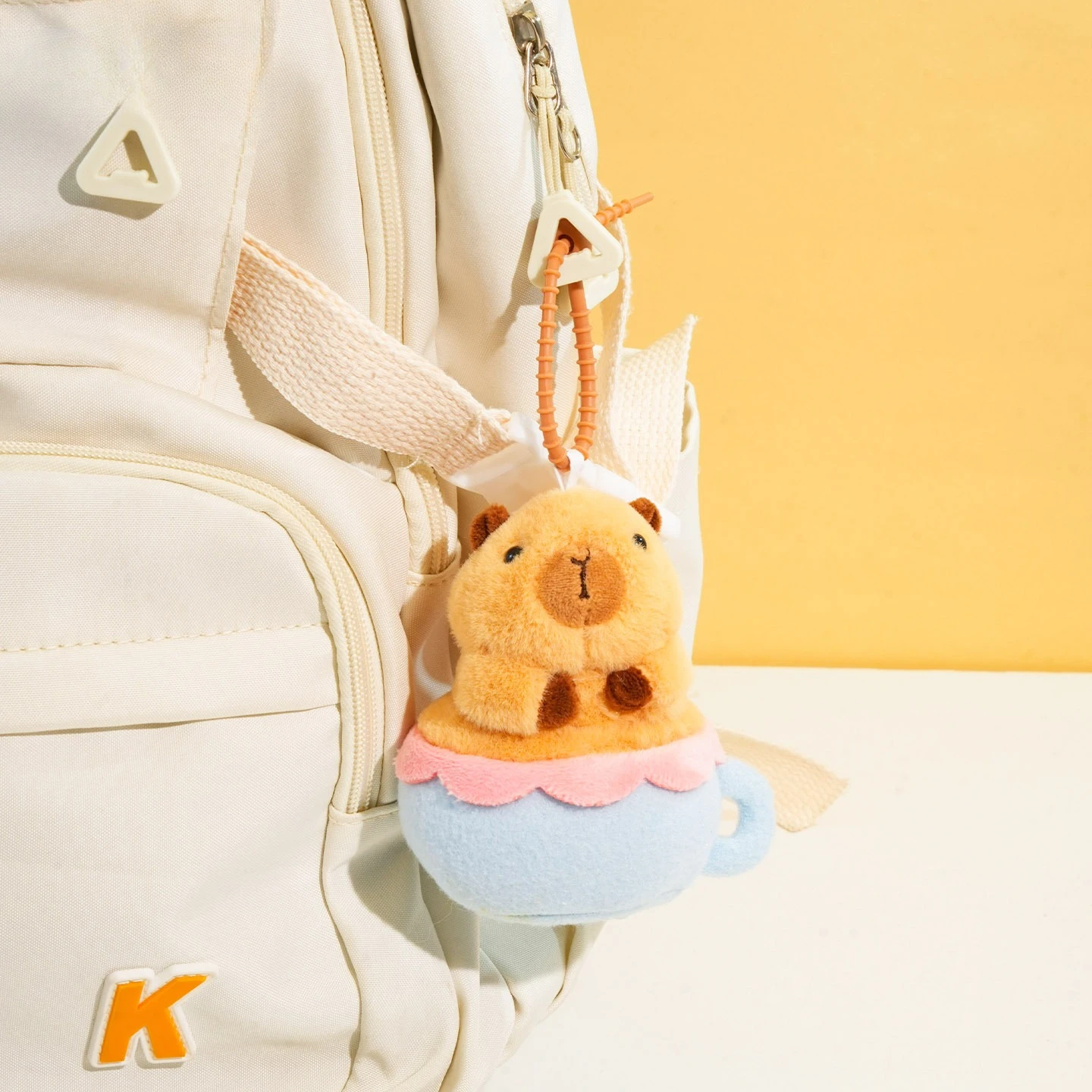 Creative Bath Water Cup Plush Capibala Doll Keychain Pendant Decompression Sound Making  Capibala Doll Bag Hanging Decoration