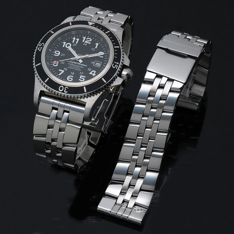 

20mm 22mm 24mm Silver Stainless Steel Watch Strap Metal Watch Bands for Breitling Premier Avenger Super Ocean Wrist Bracelets