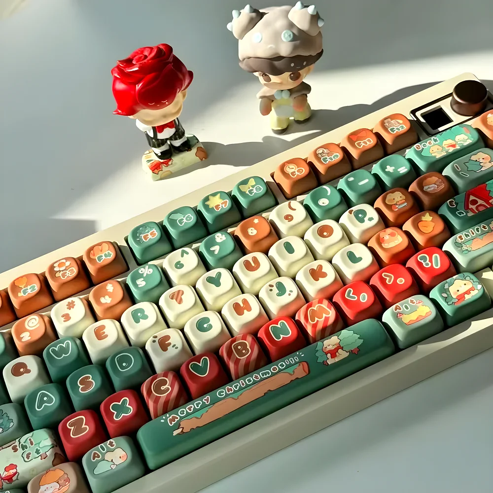 

Christmas XOA Keycaps PBT 131 Keys Small Full Set Cartoon Cute Girl Thermal Sublimation for 60/84/98/108 Mechanical Keyboards