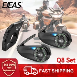 Ejeas q8 6 fahrer motorrad mesh gruppe gleichzeitig helm intercom bluetooth headset musik sharing fm ip67 fernbedienung