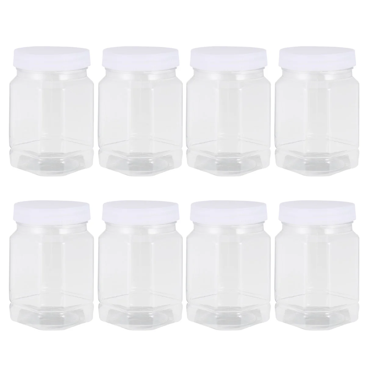 

8pcs Home Plastic Jars Storage Containers with Ribbed Liner Screw On Lids Cereal Dry Food Storage Container Airtight Leakproof P