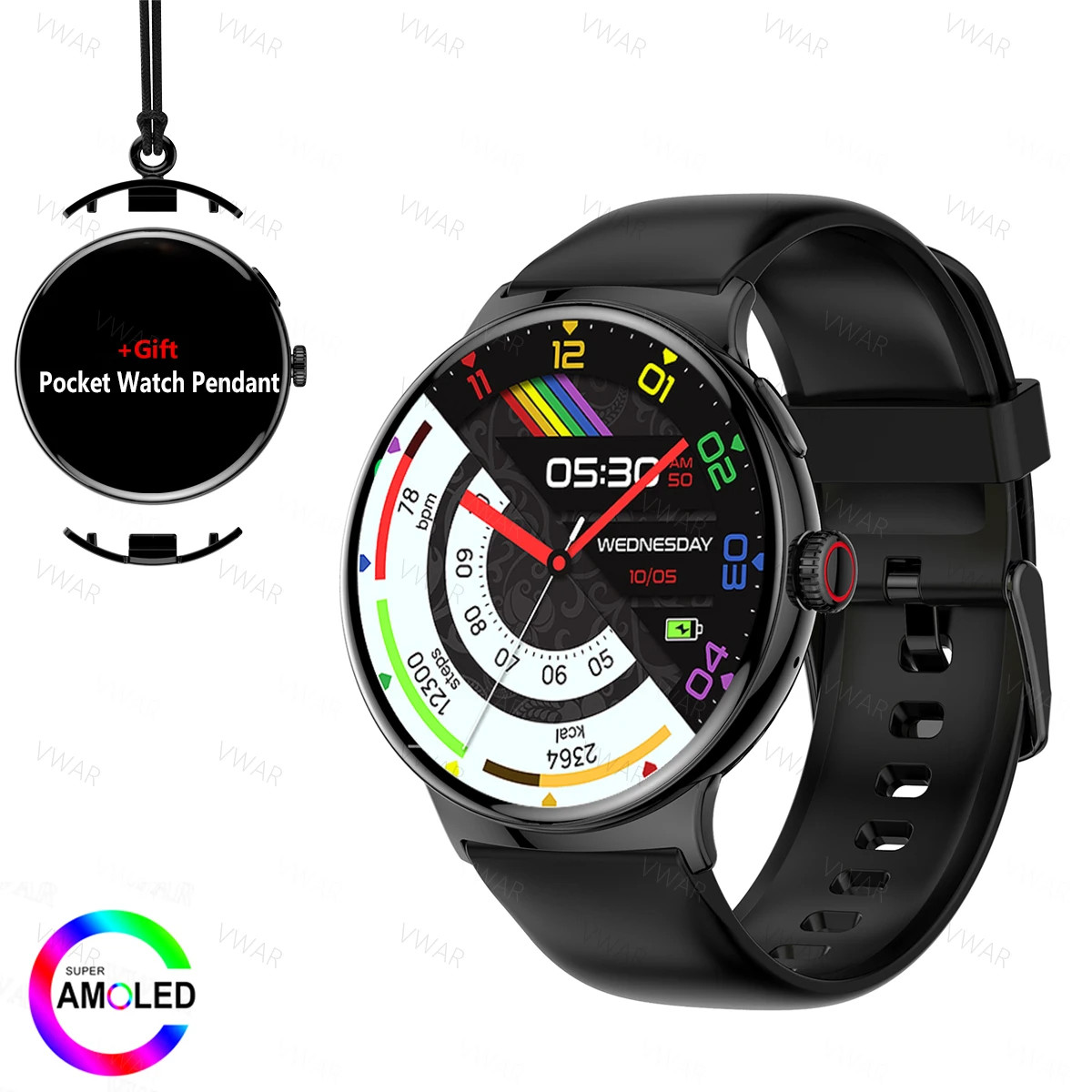 

2024 NEW Smart Pocket Watch Vwar Pixel 2 for Google iPhone AMOLED AOD Bluetooth Call Sports Smartwatch for Men Women IP68 SpO2