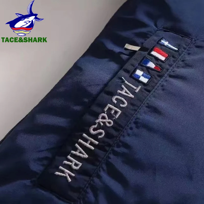 TACE & SHARK-Blouson aviateur militaire brodé pour hommes, coupe-vent bleu, manteau d\'affaires, mode décontractée, automne, hiver