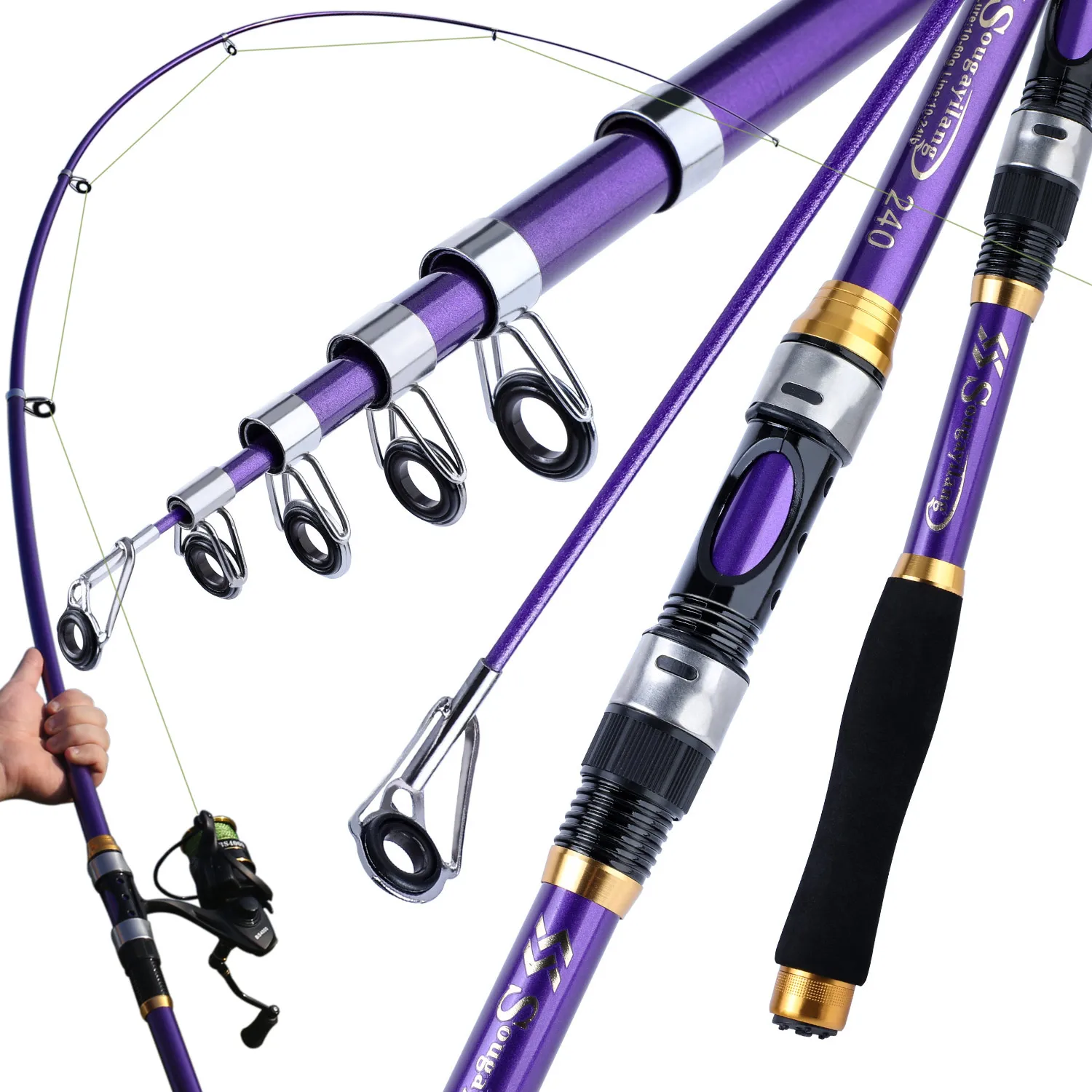 Sougayilang Spinning Fishing Rod 1.8-3.3M Carp Fishing Rod Cost-effective FRP Material Fishing Pole Telescopic Fishing Rod Pesca