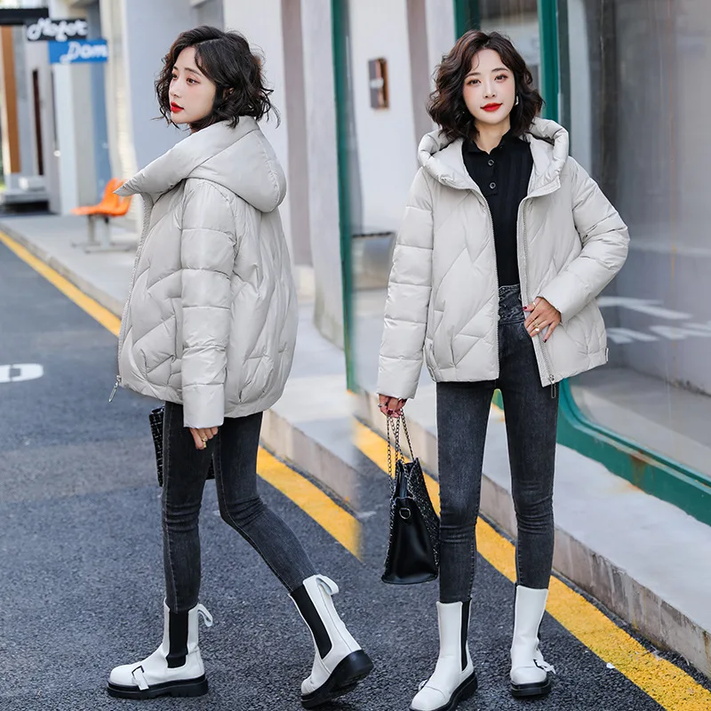 Women's Short Winter Cotton Jacket Warm New Loose Hooded Thick Cotton Coat Trendy Quilted Cotton Padded Jacket Parkas Clothing
