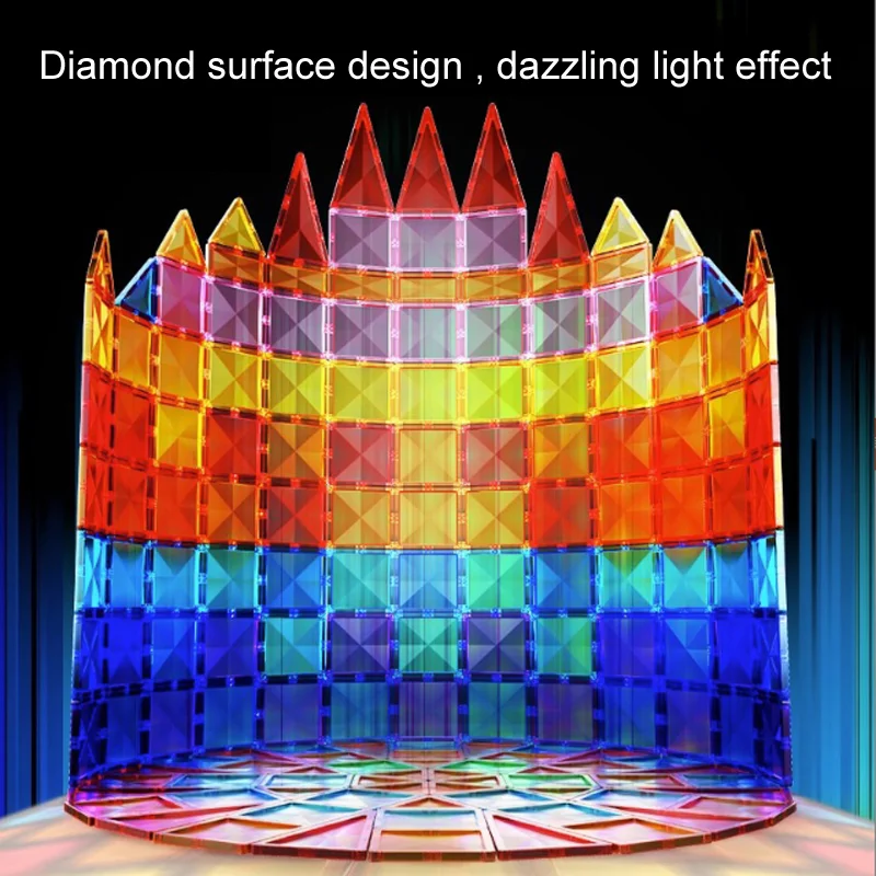 Magnetyczne klocki Star Diamond Surface, magnetyczne klocki konstrukcyjne, zabawki STEM Montessori dla maluchów, dla chłopców i dziewczynek