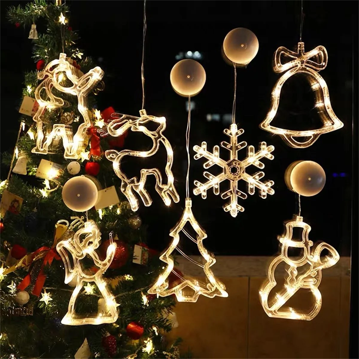 Christmas Decoration Suction Cup Lights Santa Claus LED Night Light Christmas tree Lighting For Window Wardrobe Wall Decoration