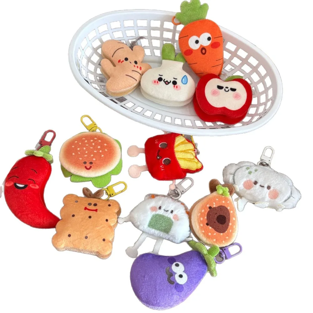 Simulated Toy Delicious Hamburger Fries Plush Keychain Potato Sausage Charm Kawaii Bag Pendant Gift Cartoon Food Plush Keychain