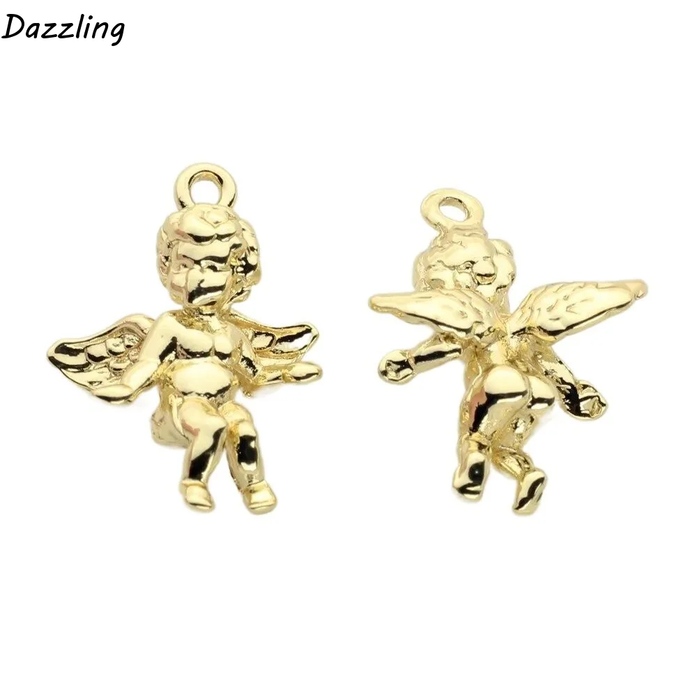 2Pcs/set Mini Angel Wings Miniatures Handmade Electroplating Cupid Single Pendant 3D Cute DIY Cupid Necklace Accessories