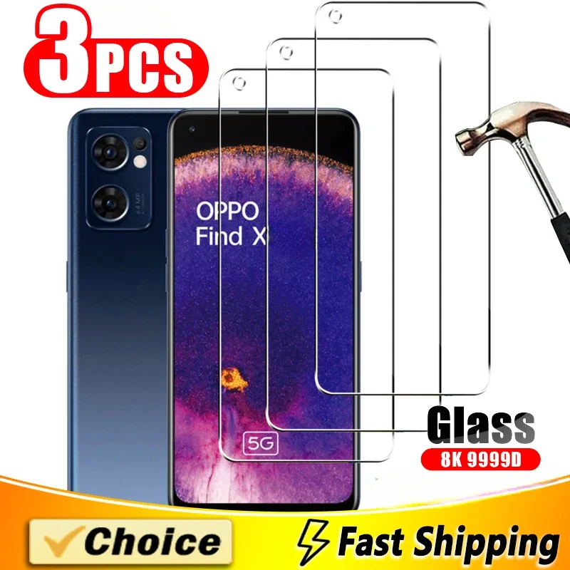 3Pcs Screen Protector For OPPO Find X2 Lite X3 Tempered Glass Protection For OPPO Reno 8Pro 4 5 6 7 Z Tempered Film Anti-Scratch