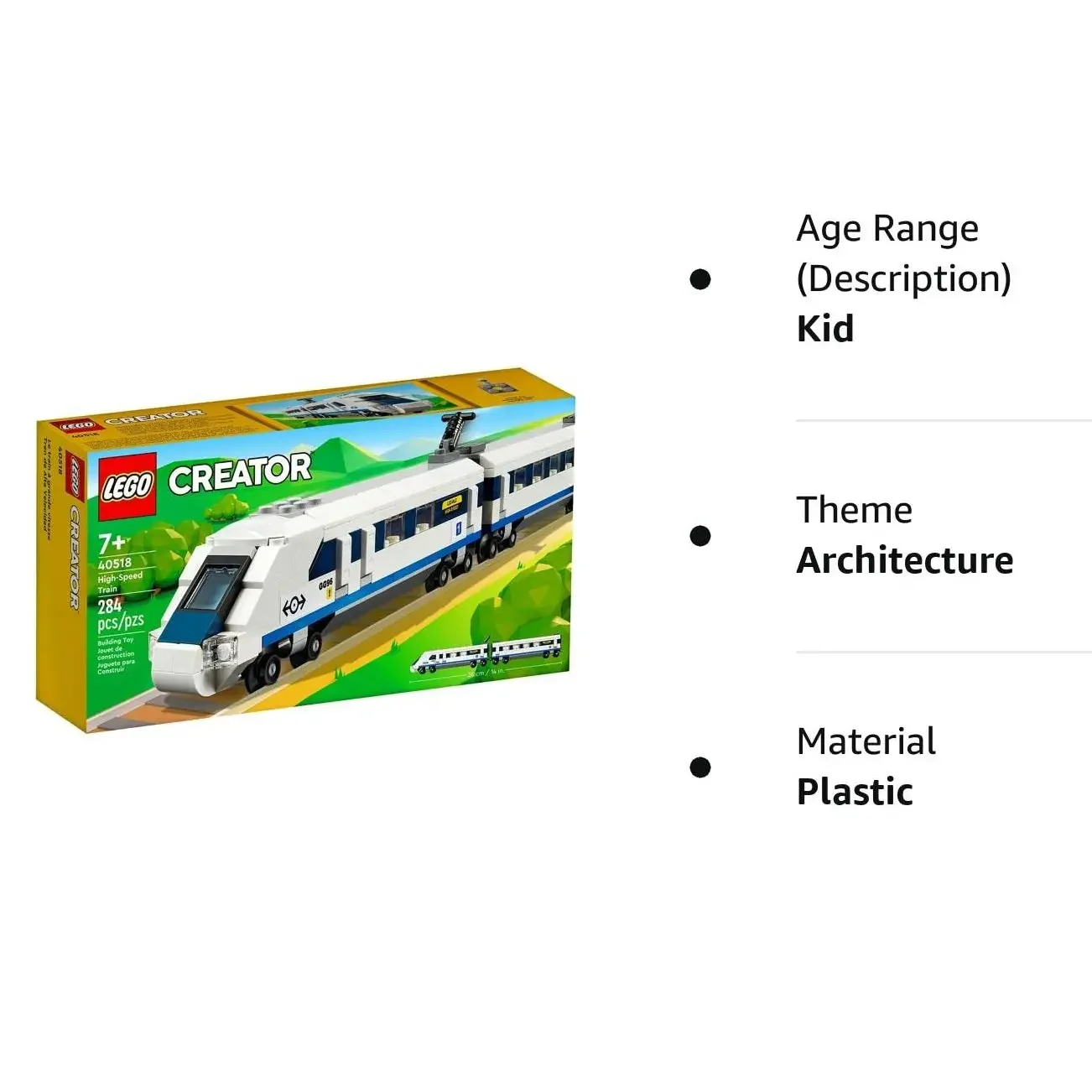 LEGO Creator High-Speed Train 2 Connected Carriages One of Which Contains The Driver’s Compartment and Has A Sloped Front 40518