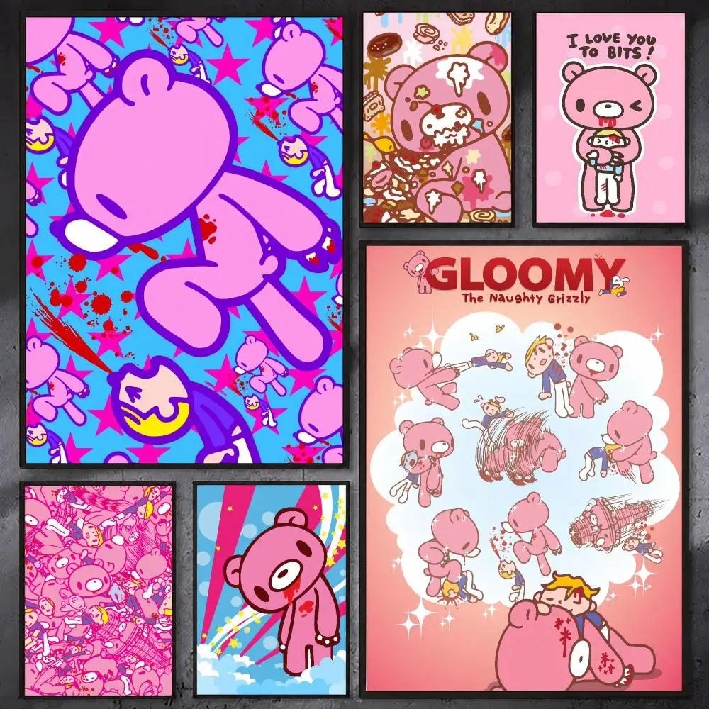 Cartoon G-Gloomy Bear Poster Waterproof Sticky Wall Art Print For Bedroom Living Room Hallway Bar Home Decor
