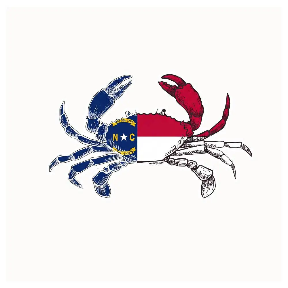 North Carolina Crab NC Flag Sticker Waterproof Helmet Flask Cup Laptop Car Vehicle Window Bumper Decal