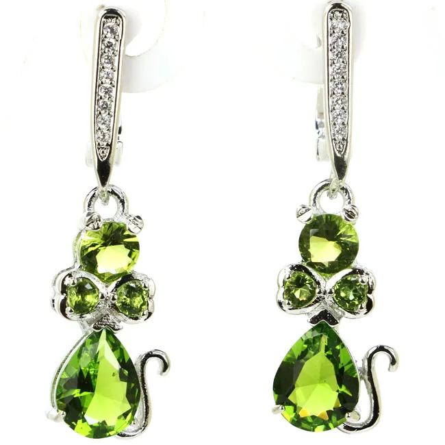 Buy 5 Get 1 Free 34x9mm Hot Sell Tanzanite Green Peridot Pink Kunzite Blood Ruby CZ Silver Earring