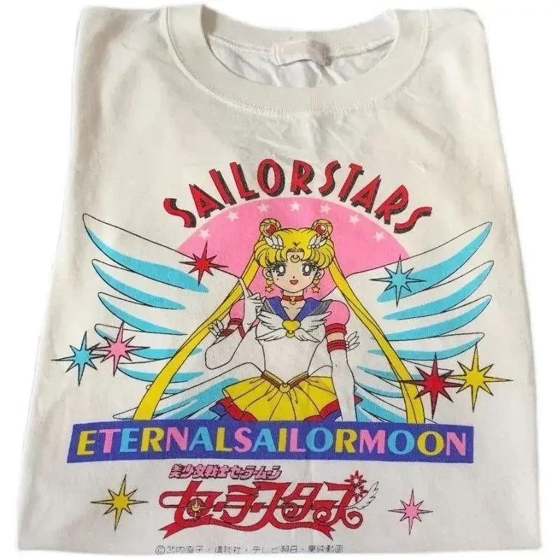 Sailor Moon Trendy Hit Y2k Herren Übergroßes T-Shirt Mode Sommer Hot 2025 100 Baumwolle Heavy T-Shirt Sailor Moon Print Tide