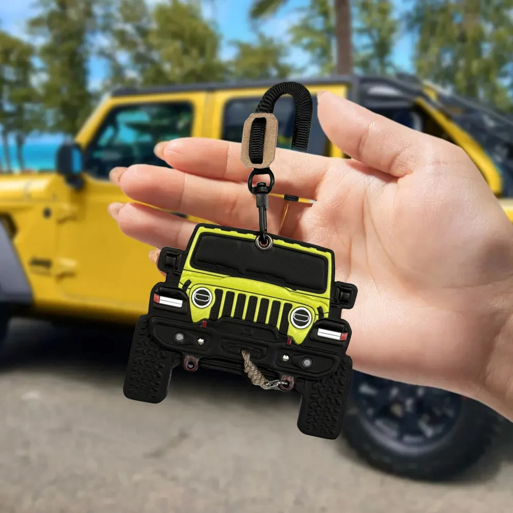 Handmade Car Aroma Pendant Compatible with Jeep Wrangler, Double-Sided SUV Ornament with Leather Diffuser Tag Vegetable-Tanned