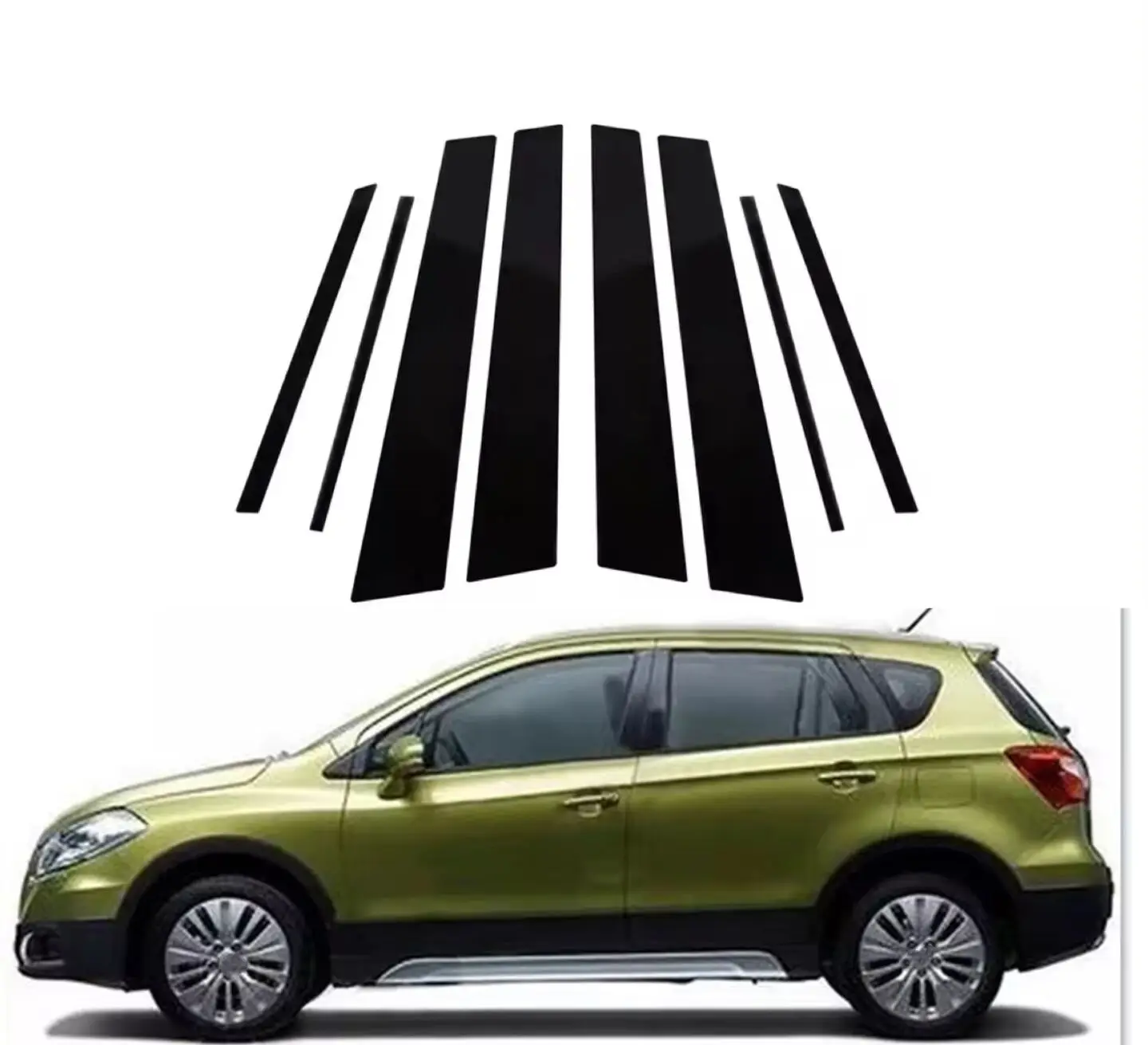 

Glosss Black Pillar Post Fit For Suzuki SX4 s-cross 2014-2017 2018 2019 2020 2021 Door Cover Window Decal Trim Sticker